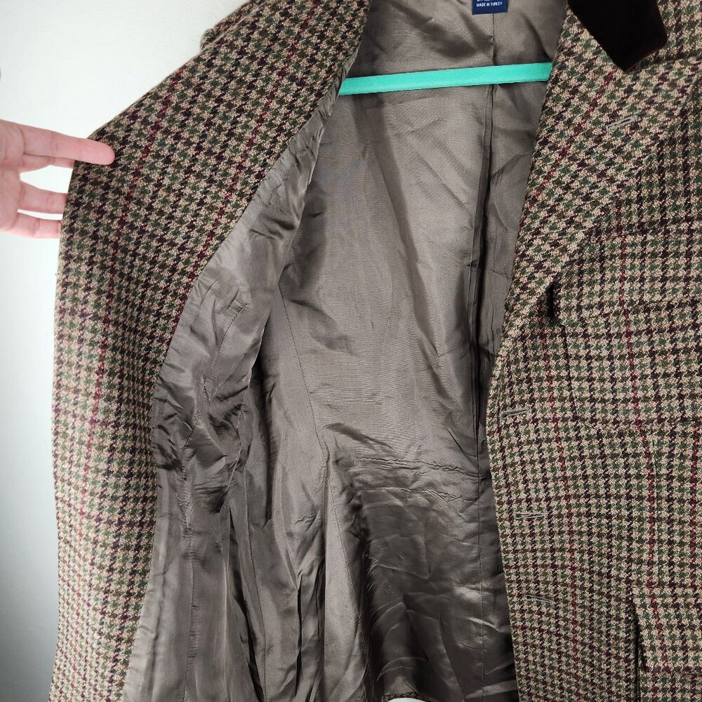 Vintage 90s Ralph Ralph Lauren Brown Houndstooth Wool Jacket Blazer sz 10 - Picture 10 of 12